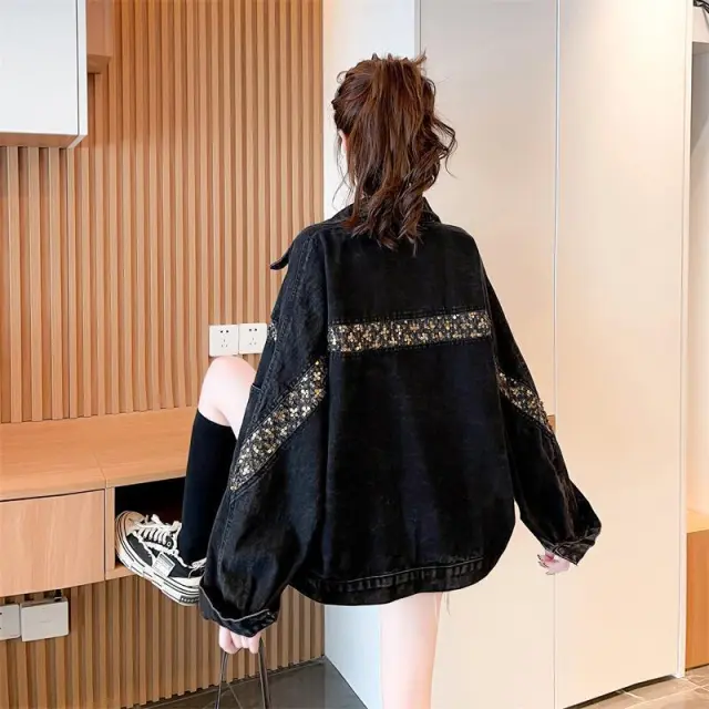 Women's Casual And Loose FitVersatile Denim Jacket Black - Shop at LoveMi