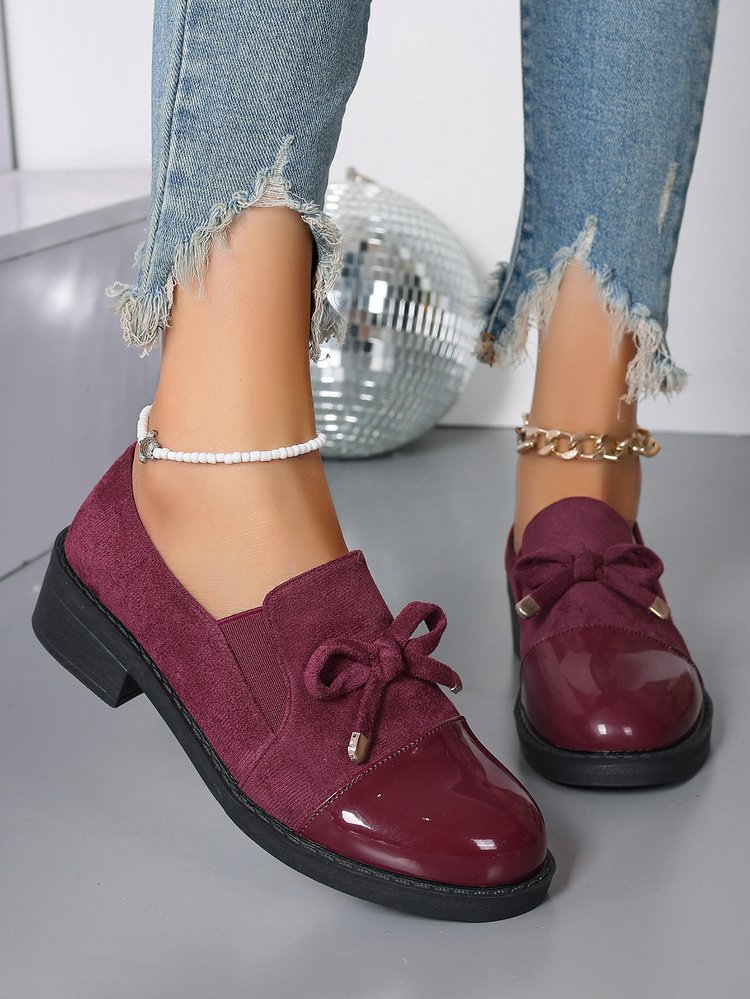 Women's Bowknot Chunky Heel One Pedal Loafer
