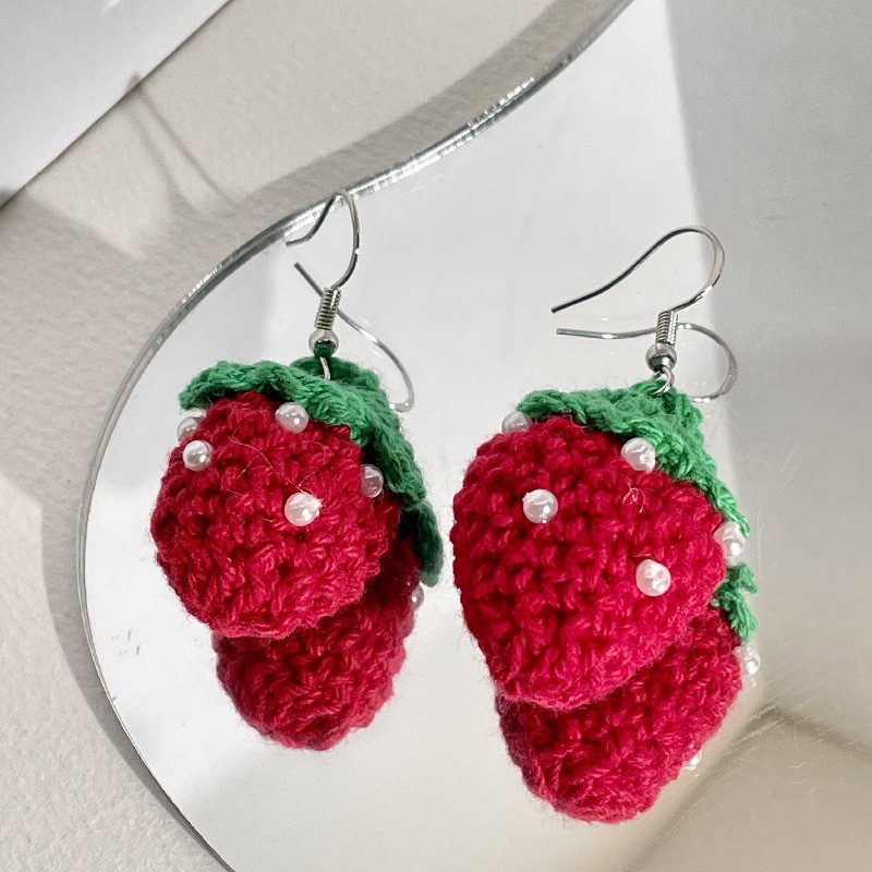 Autumn And Winter Wool Personalized Earrings Red Autumn And Winter