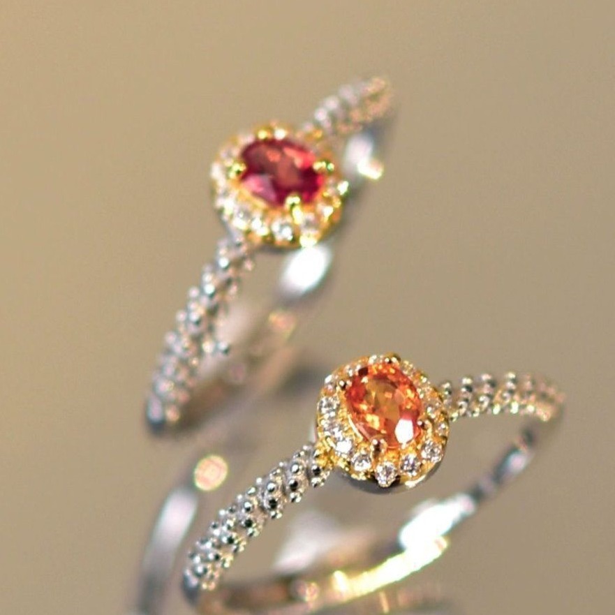 Japanese-style Ring For Women Inlaid With Red Zircon