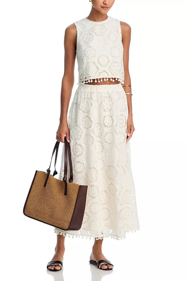 Literary Trends White Sleeveless Short Top Skirt Women's Suit White - Shop at LoveMi
