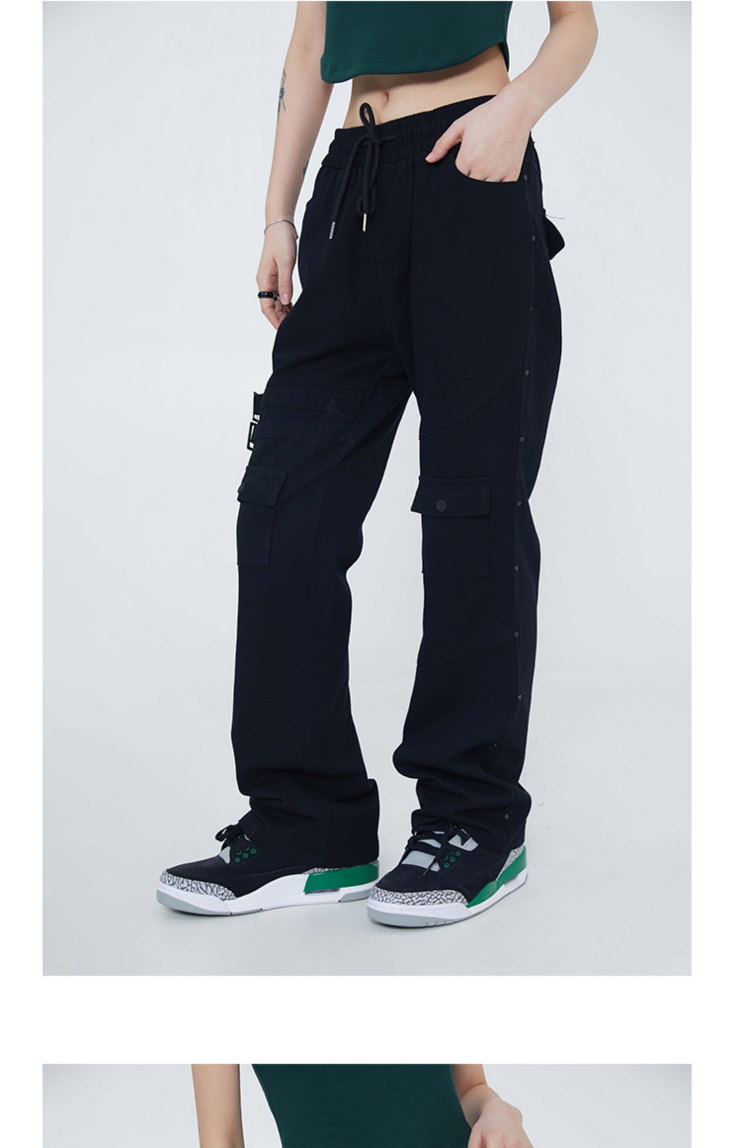 Title 5, Japanese Retro Multi-pocket Loose Cargo Trousers