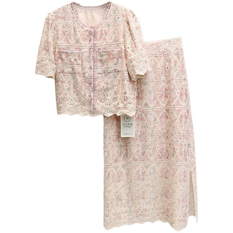 Summer Short Sleeve Skirt Suit