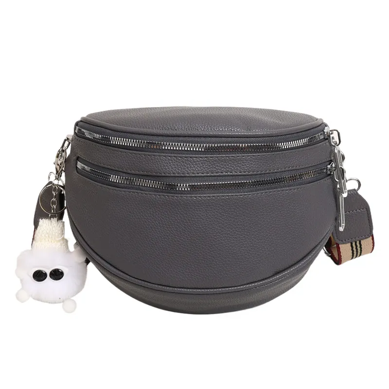 New Wide Shoulder Strap Fashion Shoulder Bag For Women - Gray