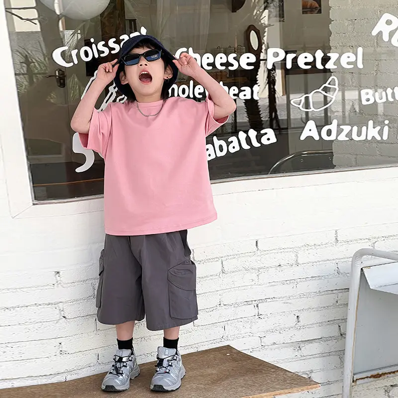Children's Solid Color Round Neck Half Sleeve