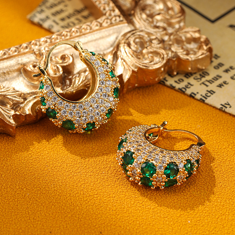 Womens French-style Fashion Micro-pave Zircon Hoop Earrings