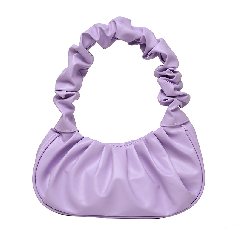 Pure Color Cloud Pleated Simple Sweet Shoulder Bag - Image 11