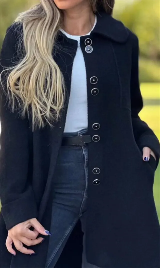 Women's Single breasted Fleece Thermal Jacket Black - Shop at LoveMi
