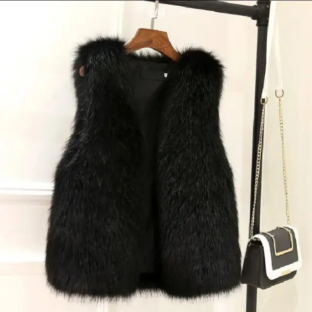 All matching Thickened Imitated Mink Woolen Vest Waistcoat Jacket Black - Shop at LoveMi
