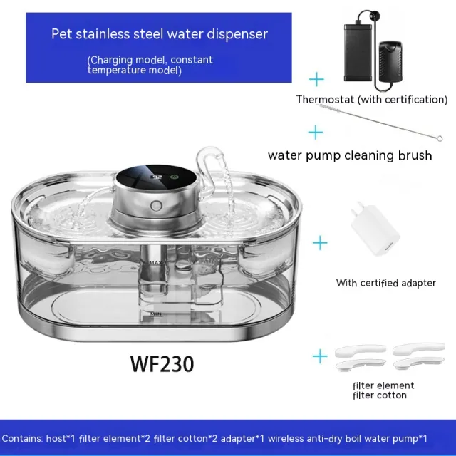 Pet Smart Water Dispenser Wireless Loop Rechargeable Charging Constant Temperature - Shop at LoveMi