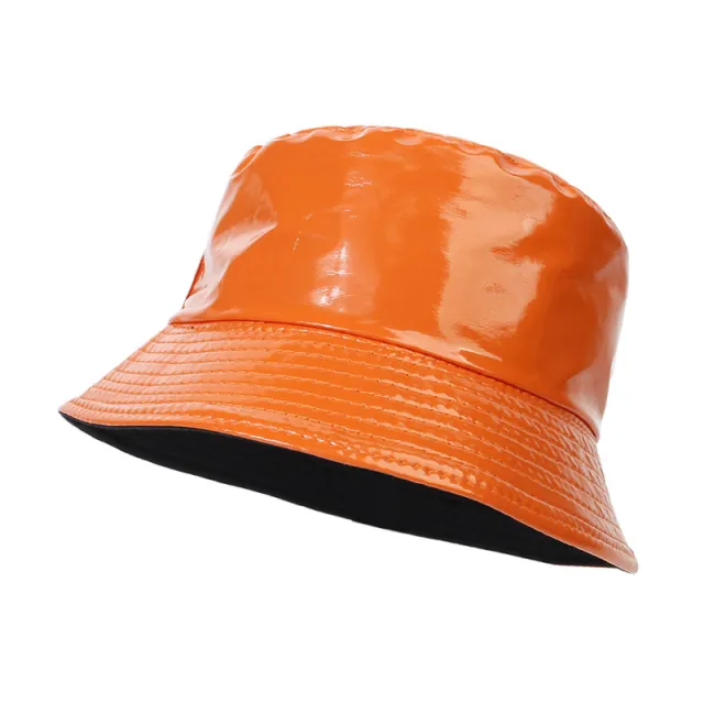 Outdoor Leisure All match PU Leather Fisherman Hat Orange - Shop at LoveMi
