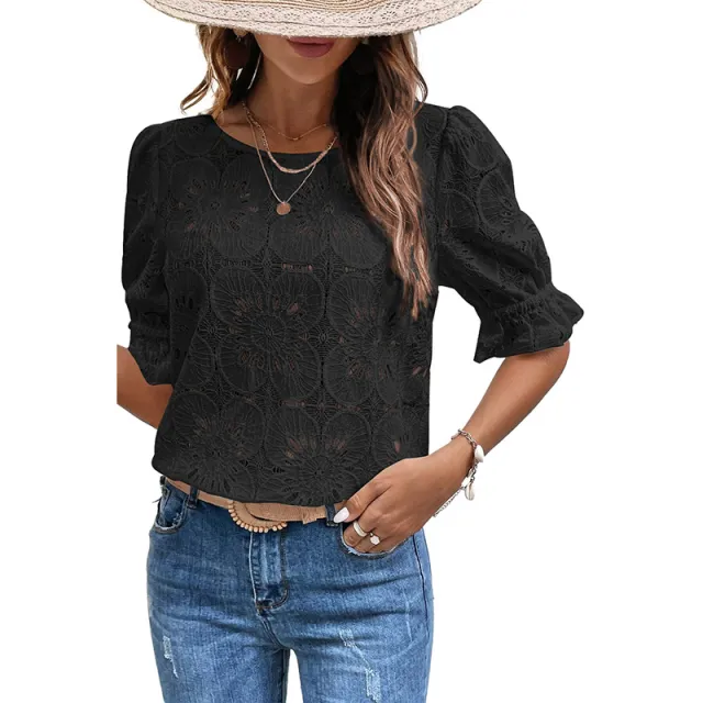 Women's Round Neck Chiffon Shirt Leisure All matching P2Color S - Shop at LoveMi