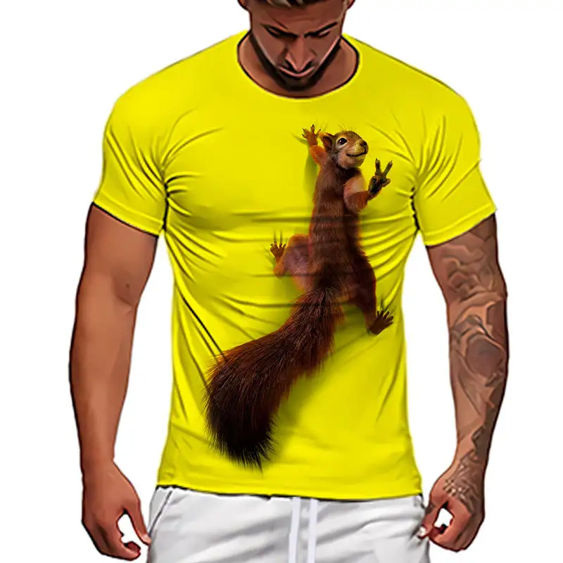 Cute Little Squirrels Animal 3D Printed Pattern Casual T-shirt