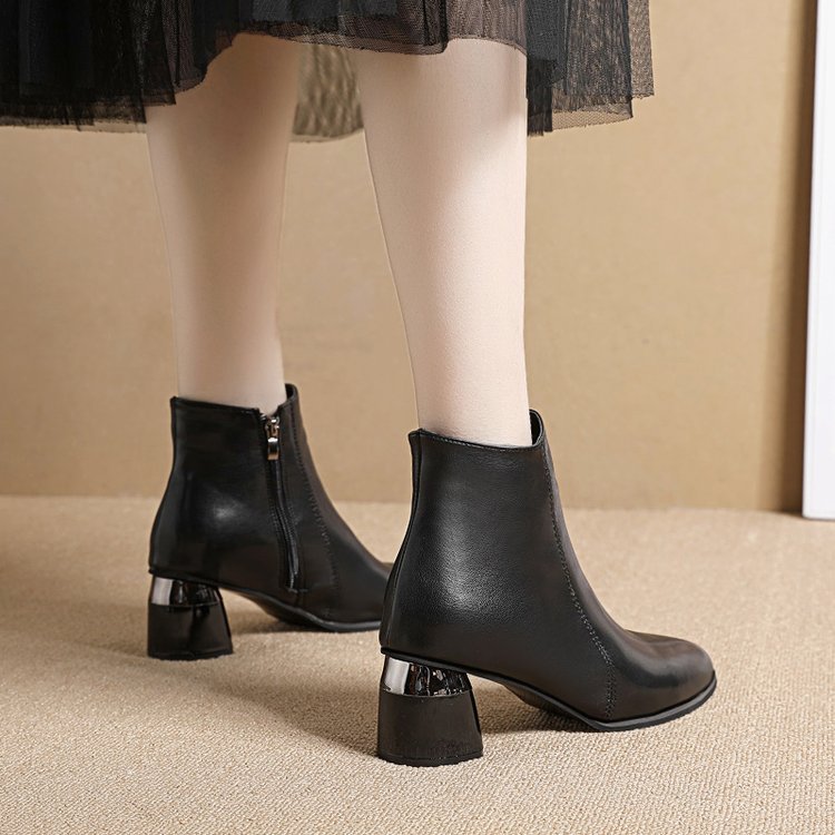 Title 17, Autumn And Winter Short Boots Female Chunky Hee...