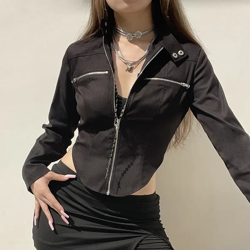 New Stand-up Collar Slim Fit Short Zipper