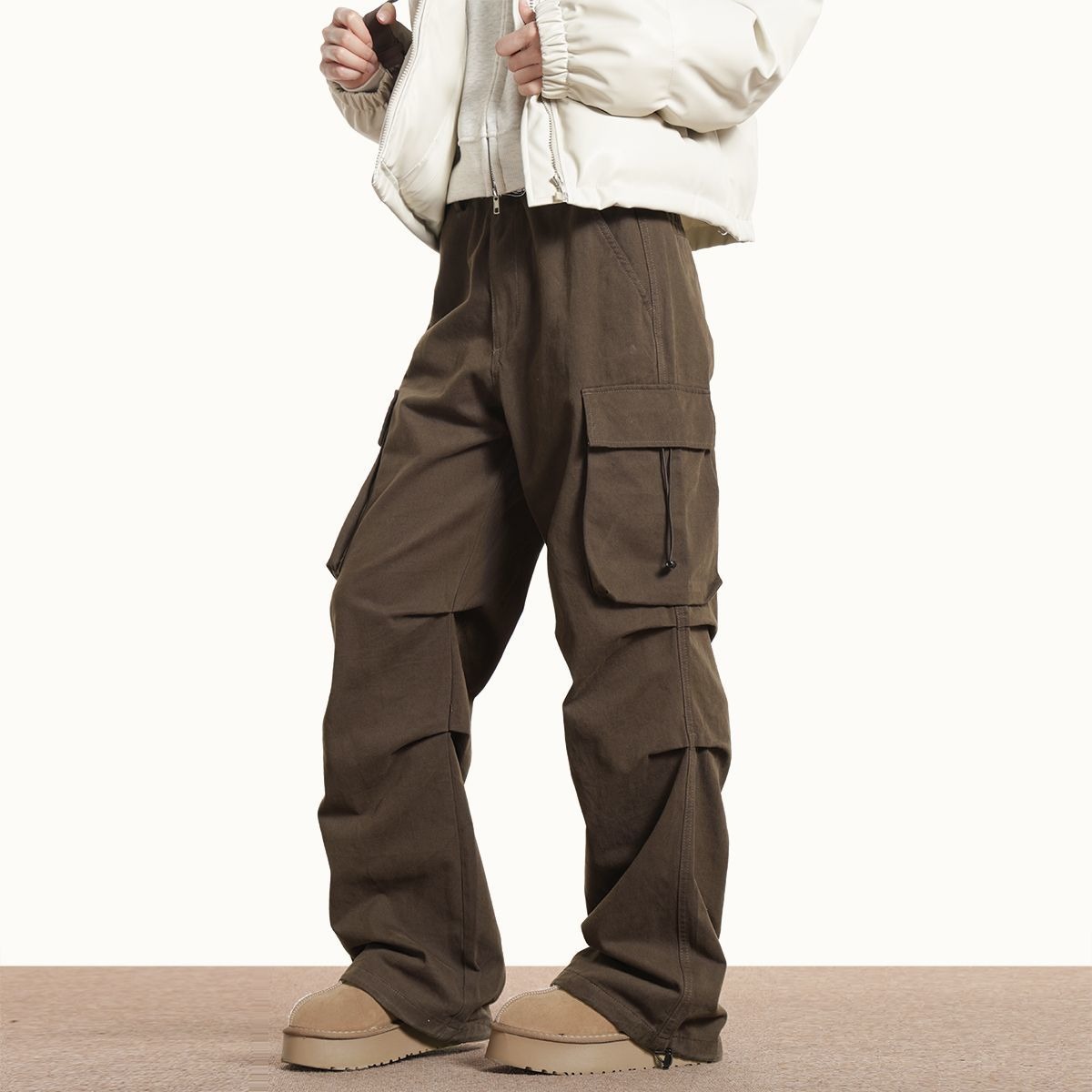 Large Pocket Overalls Men And Women Baggy Straight Trousers