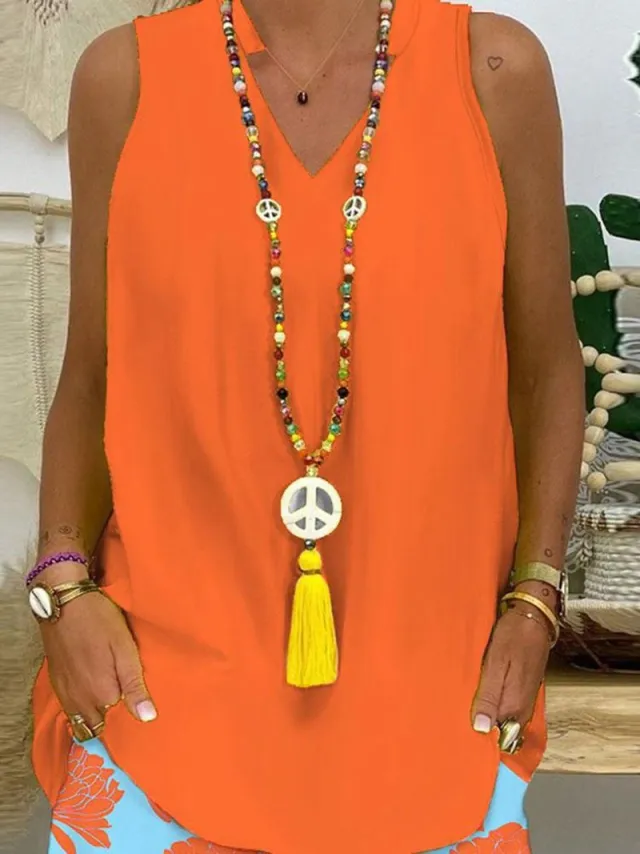 Fashion Casual Sleeveless Printed Top Shorts Suit Picture Color L - Shop at LoveMi
