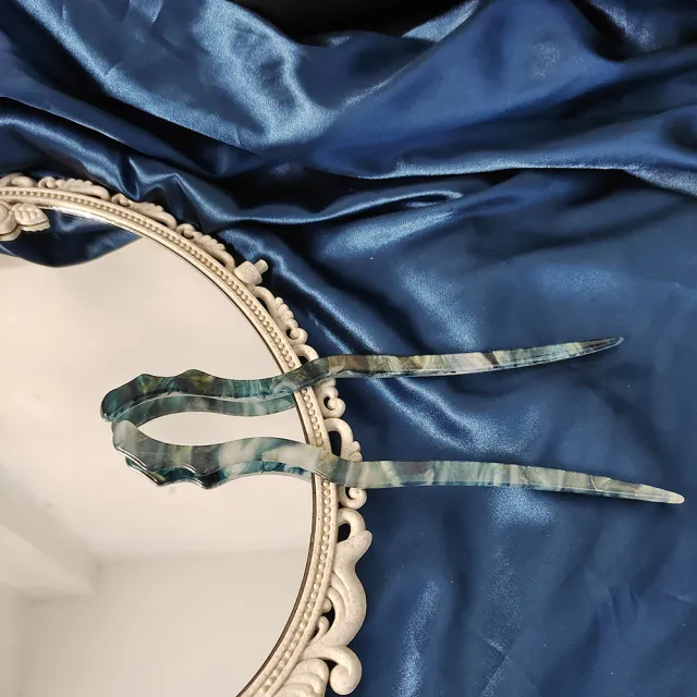 Simple Modern Daily Plate Hairpin Women's Ancient Style Han Headdress Blue Grain A Keel - Shop at LoveMi