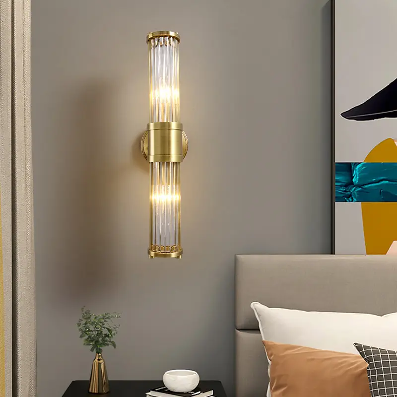 American Retro Copper Bedroom Bedside Wall Lamp