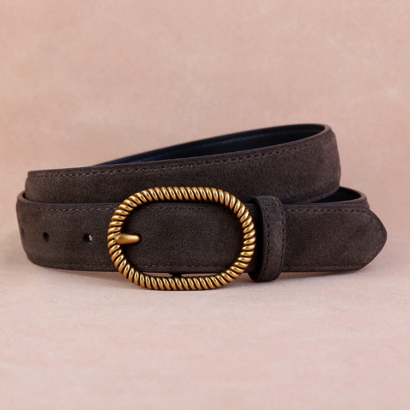 Retro Suede Leather Fashionable Pin-buckle Belt For Jeans