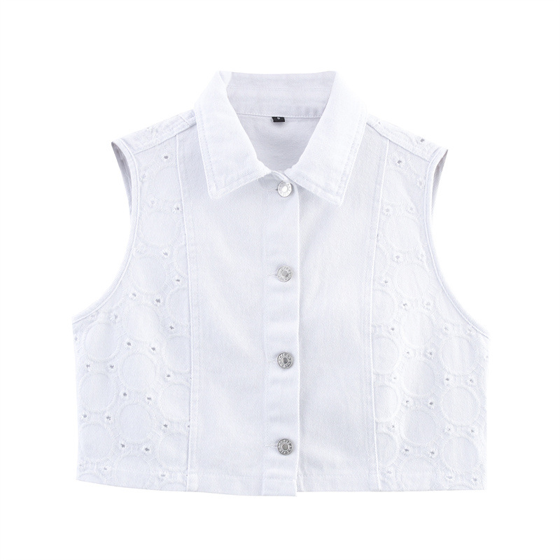 European And American Style Fashion Simple Hollow Embroidered Vest