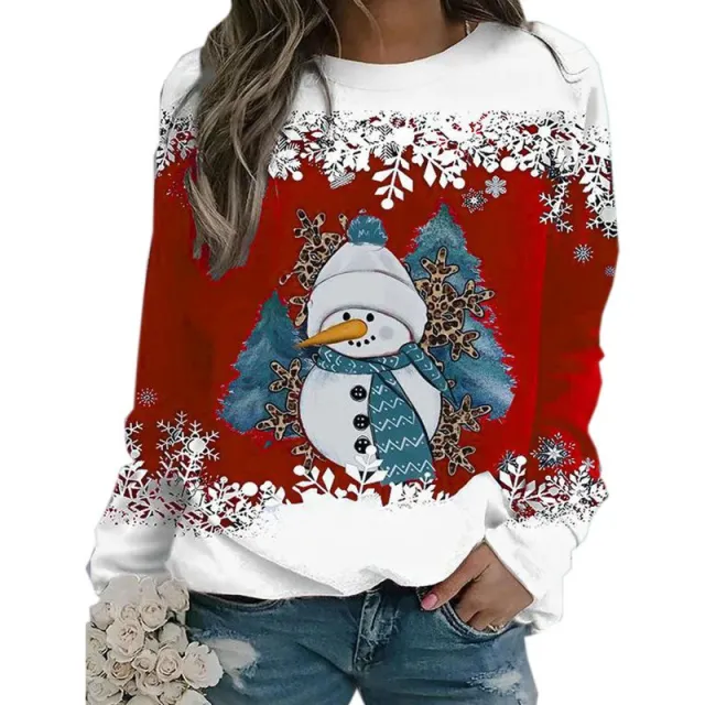 Fashion Christmas Snowman Round Neck Long Sleeve Women Rhz3H231713Q - Shop at LoveMi