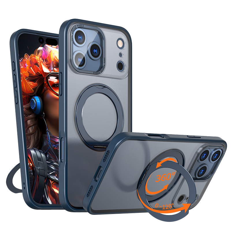 Pivot Phone Case In Orange With Magnetic 360-degree Rotating Stand And A Matte Skin-like Finish