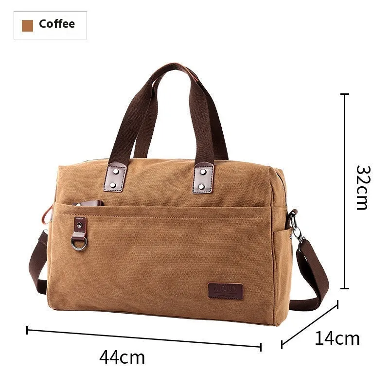 Fashion Men's Retro Canvas Out Luggage Business Travel Handbag - Brown