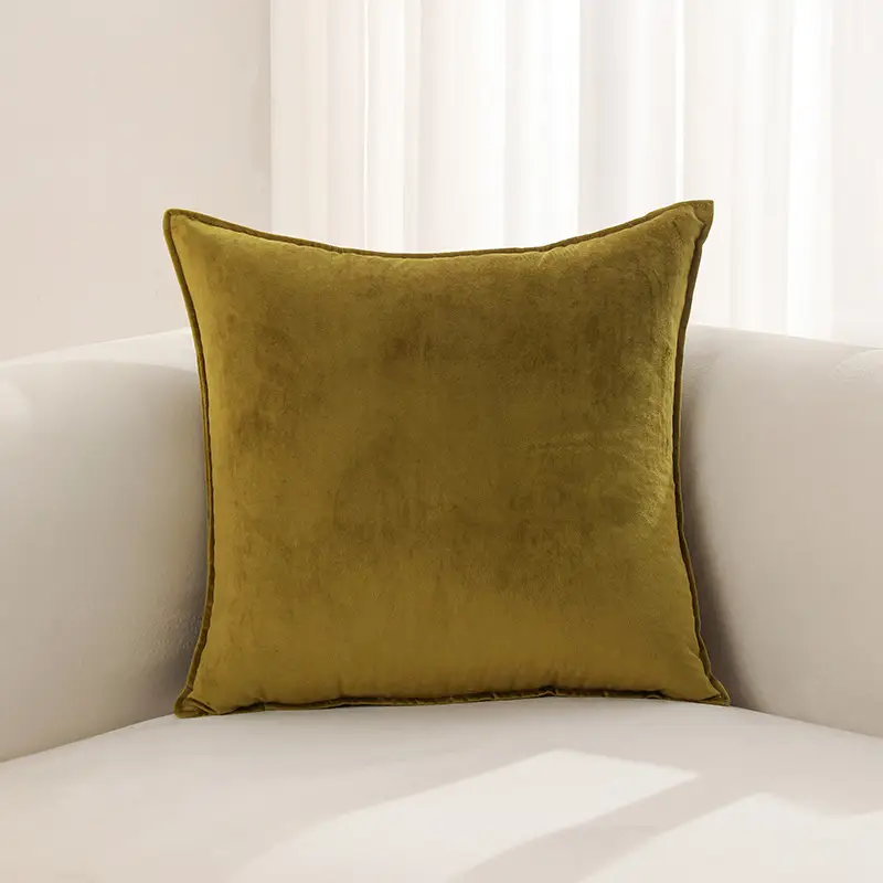 Dutch Velvet Throw Pillow Cover With Piped Trim Solid Color