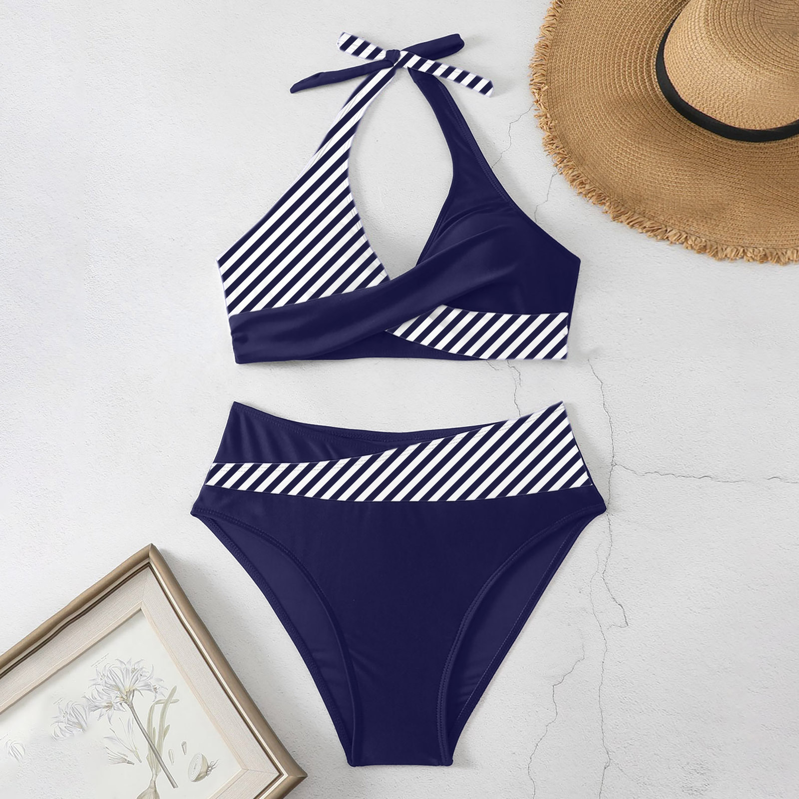 Split Stitching Multicolor Swimsuit