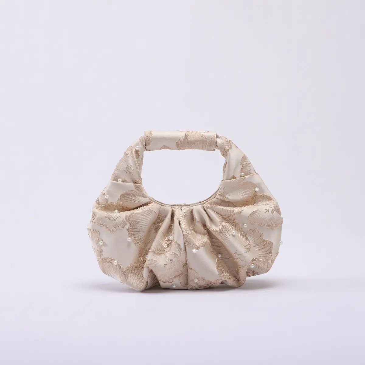 Pleated Design Pearl-trimmed Cheongsam-style Handbag Tote Bag