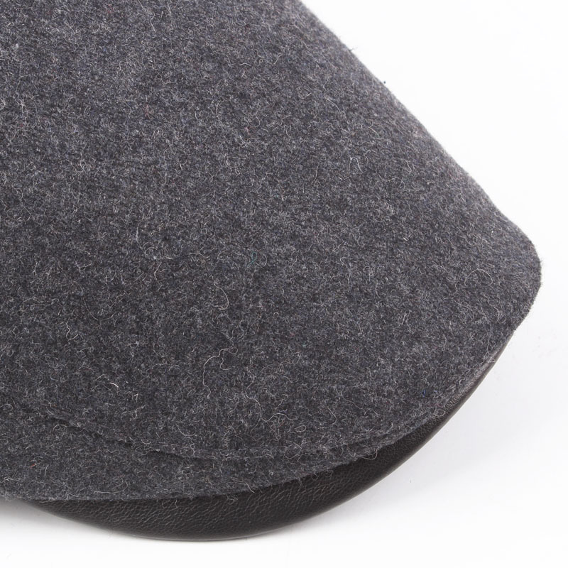 Retro Peaked Cap Woolen Material Leather Brim Autumn And Winter Warm
