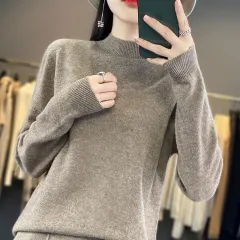 Turtleneck Pullover Women's Solid Color Loose Bottoming Sweater - Purple Cashmere - View 1