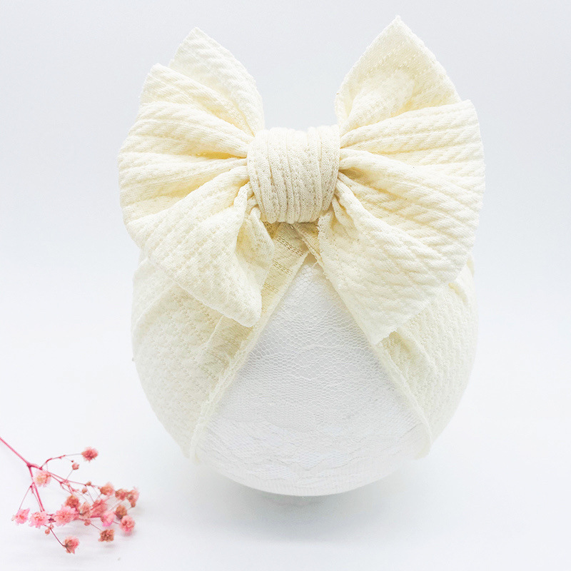 Title 5, New Sunken Stripe Double-layer Bow Baby Hat