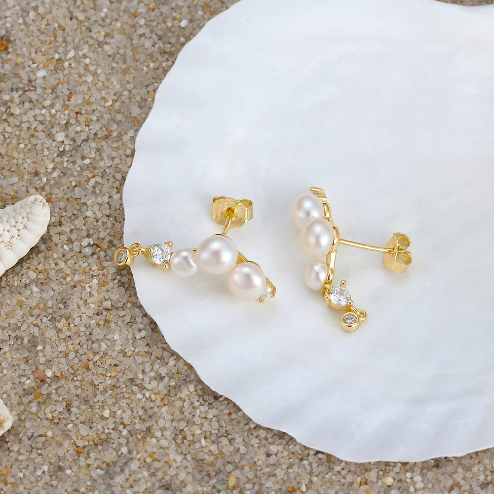 Sterling Silver Natural Freshwater Pearl Earrings