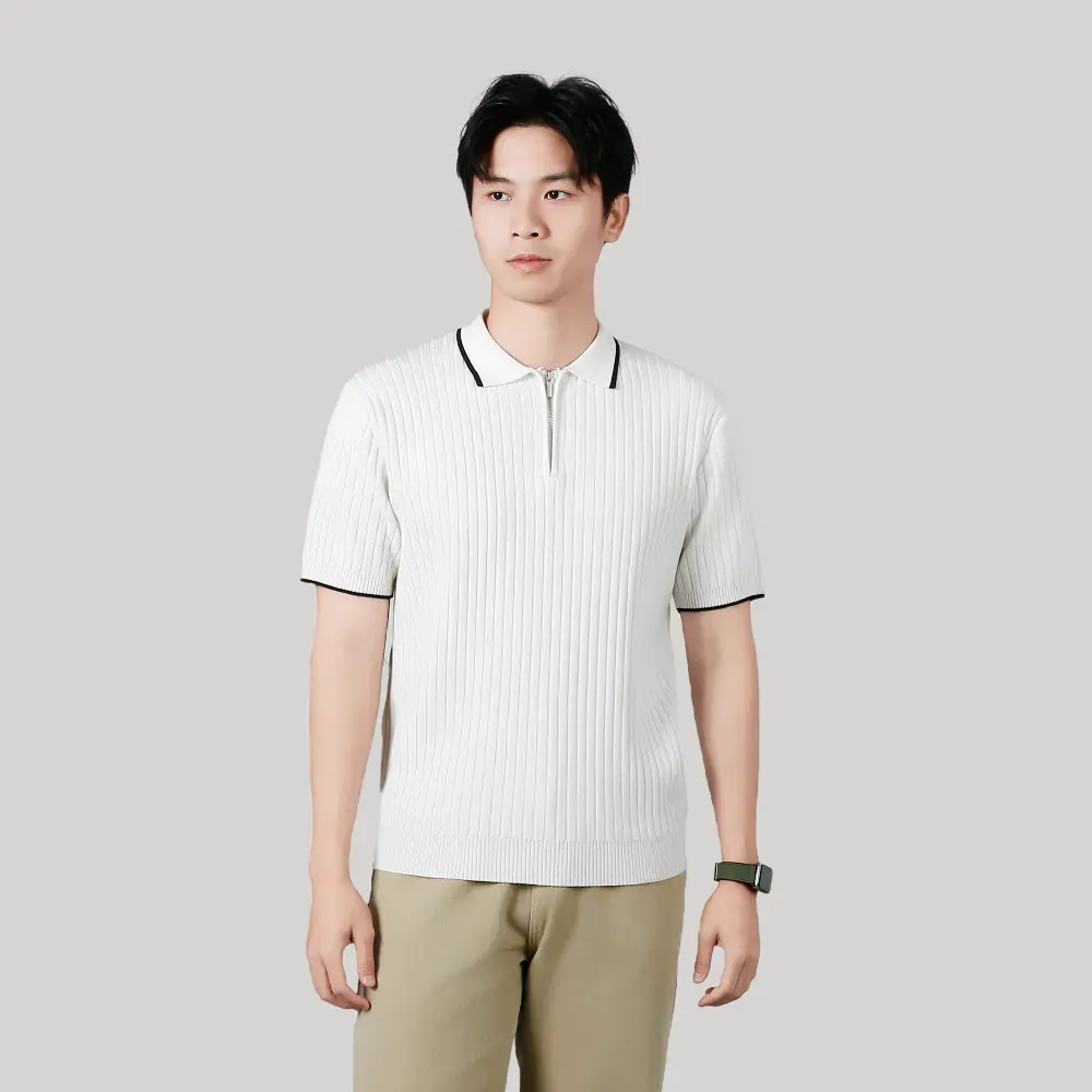 Men's Half-zip Ice Silk Knitted Lapel Vertical