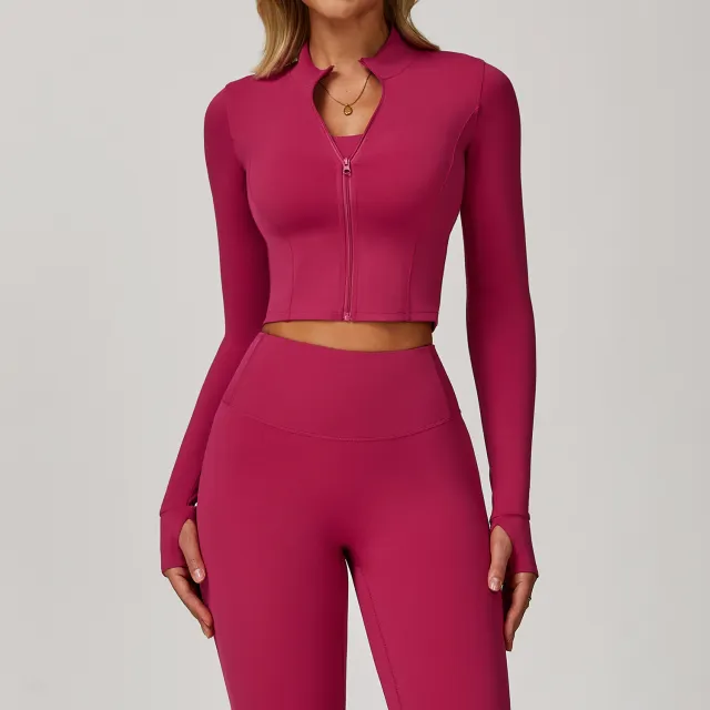 Slim fit Fitness Long sleeve Jacket Quick dry Yoga Wear Rose - Shop at LoveMi