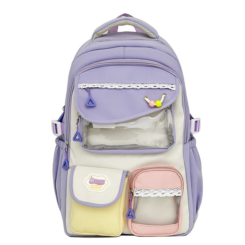 Junior High School Students Stylish Backpack With Large Capacity Purple Single Bag