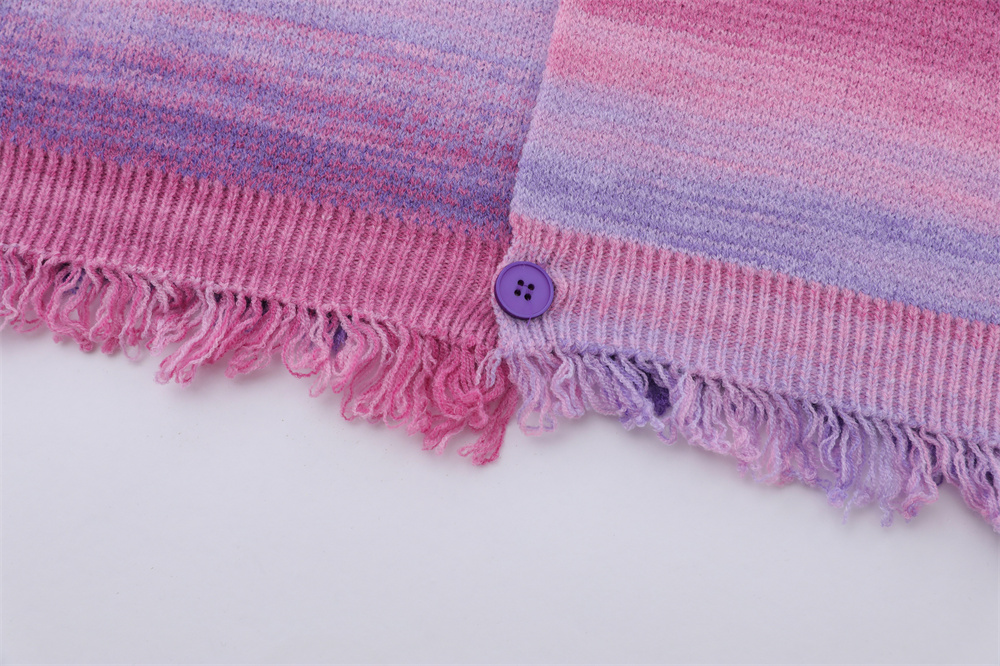 American Retro Color Blooming Gradient Cardigan Sweater