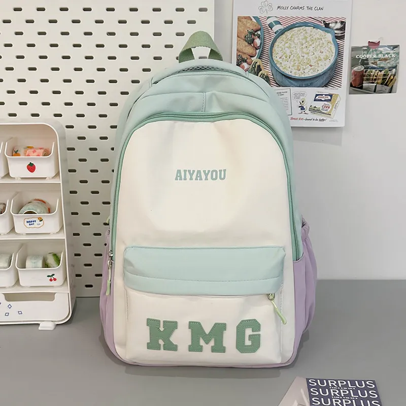 Children's Mini Contrast Color Backpack All-match Bag - Green