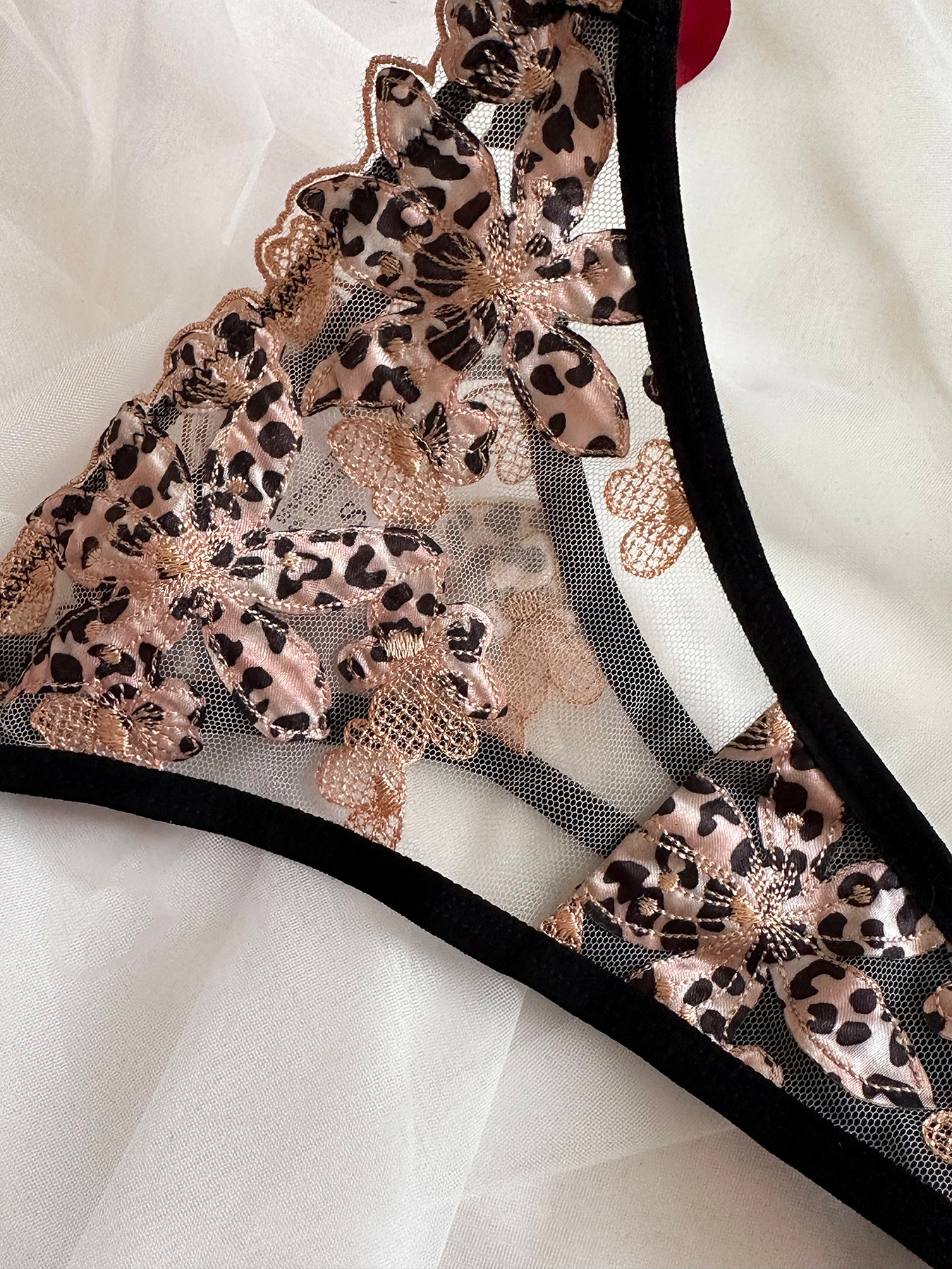 Title 25, Leopard Embroidery Steel Ring Push Up Sexy Unde...