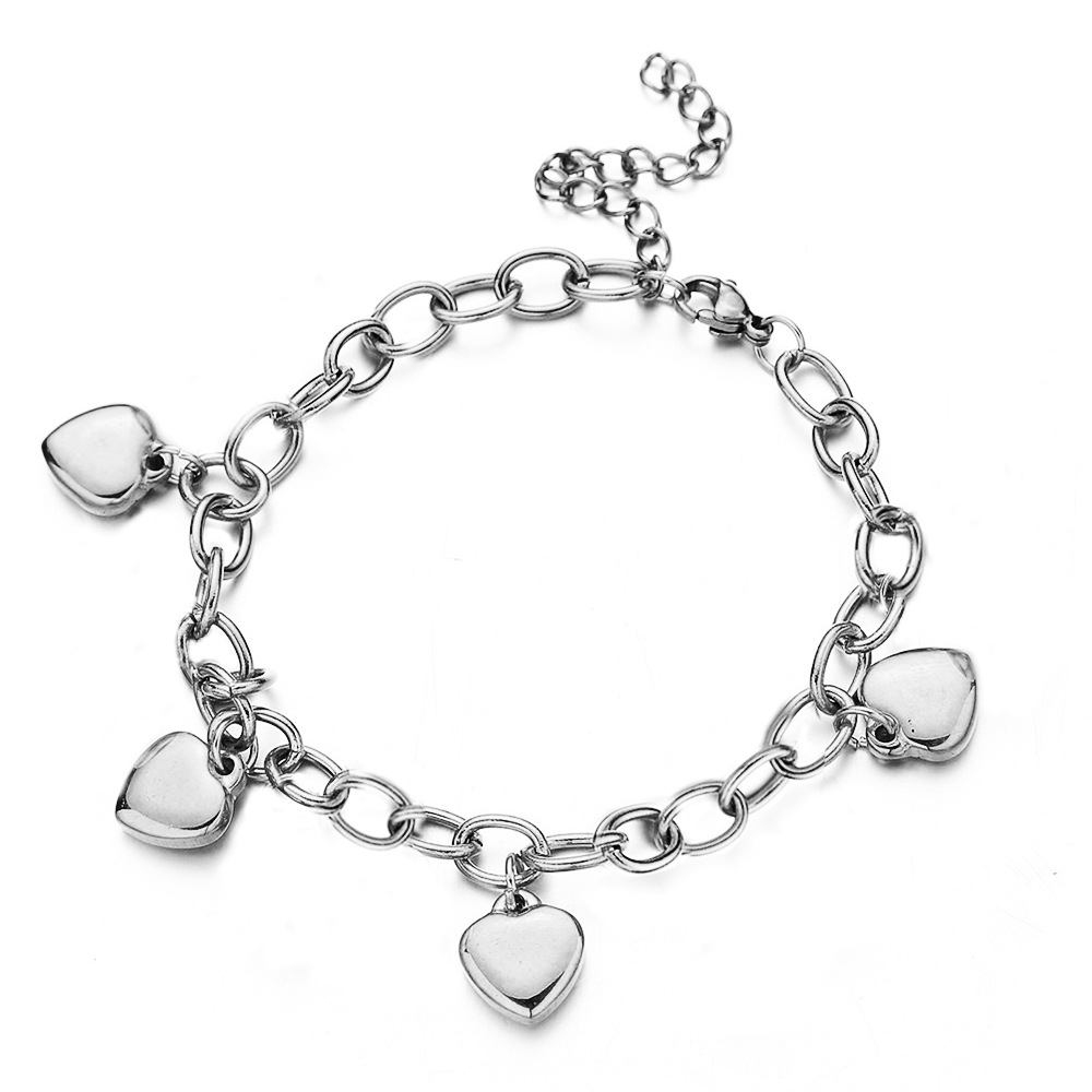 Stainless Steel Clip Chain Thick Straps Lock Pendant Stacking Bracelet