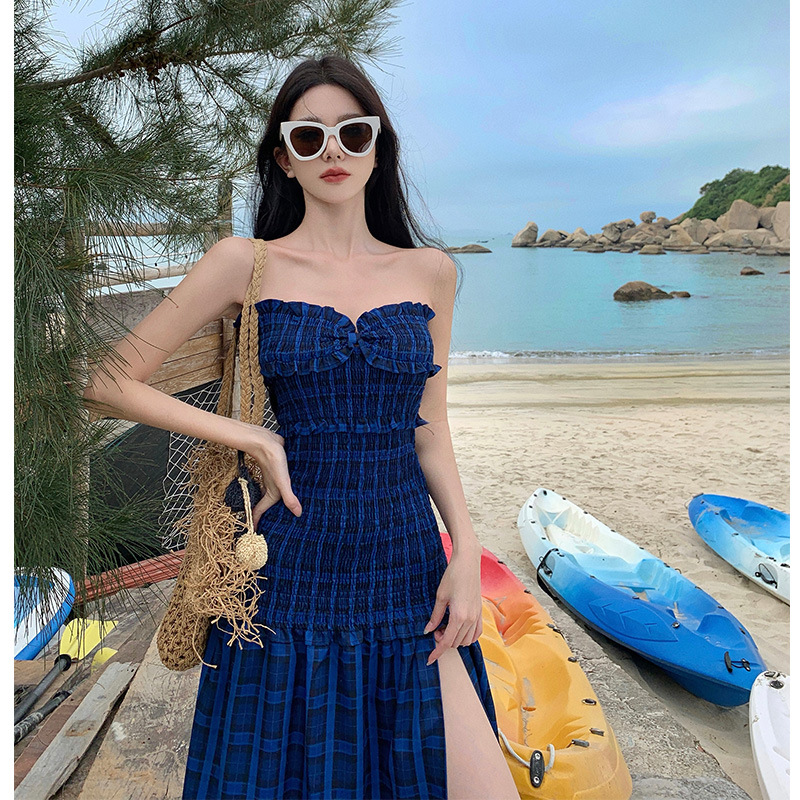 Tube Top Split Stitching Dress Advanced Sense