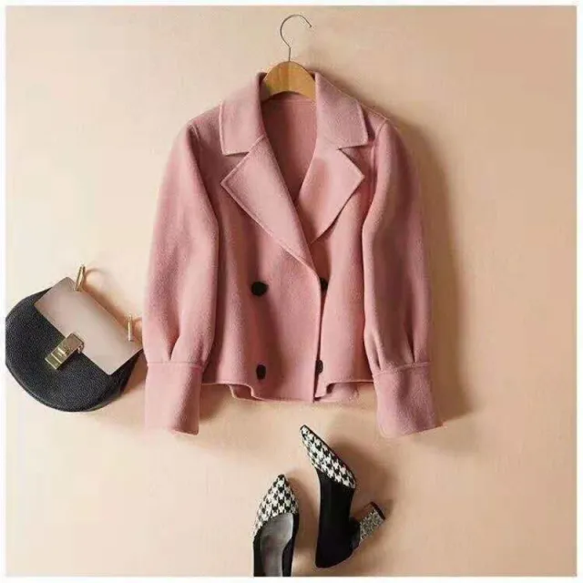 Woolen Coat Short Korean Style Top Coral Pink - Shop at LoveMi
