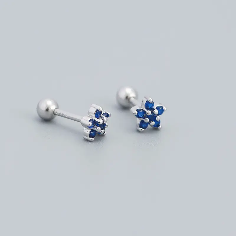 Flower Rhinestone-embedded Stud Earrings S925 Silver
