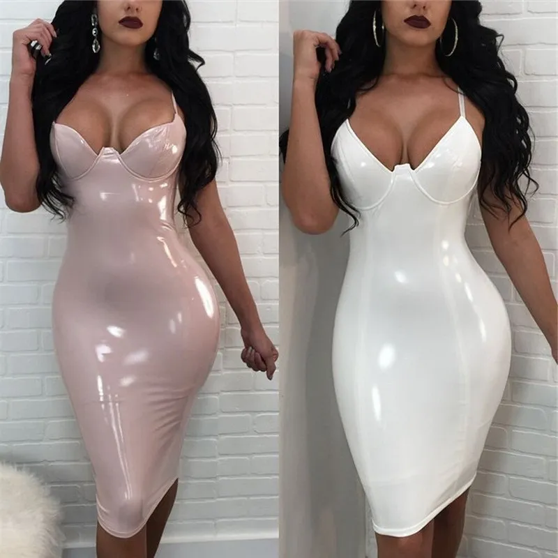 Sexy V-neck Strap Zipper Furcal Lower Hem Dress