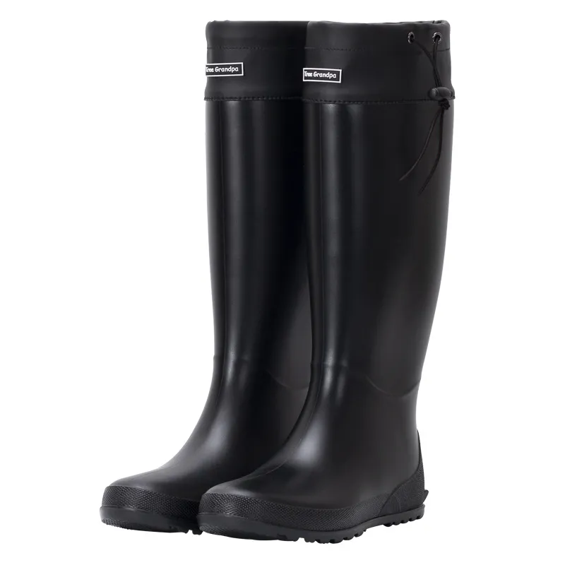 Stocking Slim Fit High-top Casual Rain Boots - Black