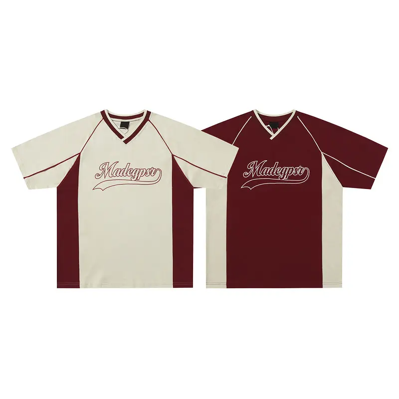 Short-sleeved Men's Summer Color Contrast Patchwork Loose