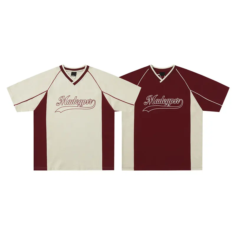 Short-sleeved Men's Summer Color Contrast Patchwork Loose T-shirt Couple