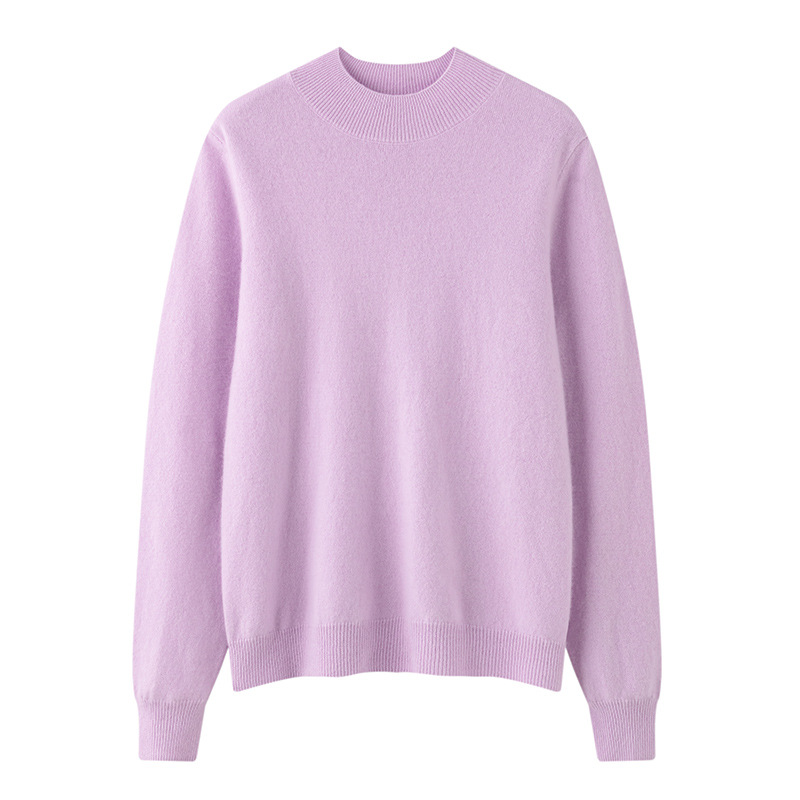 Womens Solid-Color Loose-Fit Mock-Neck Cashmere Sweater